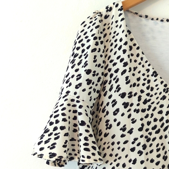 Beeson River Ruffle Tiered Animal Dot Print Flowy  Dress Short Sleeve A-Line S - Picture 7 of 7